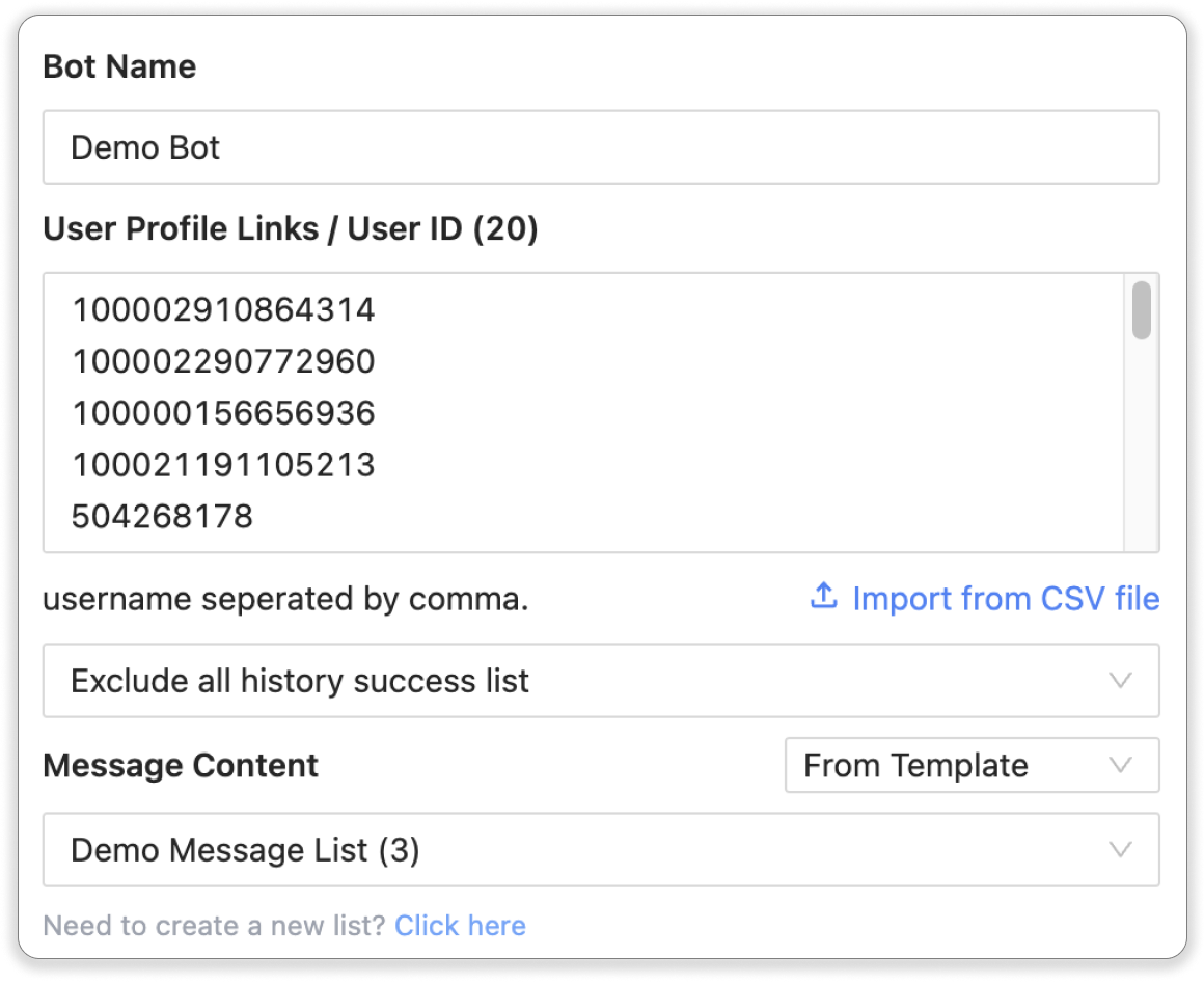 Facebook Messenger Bot Screenshot